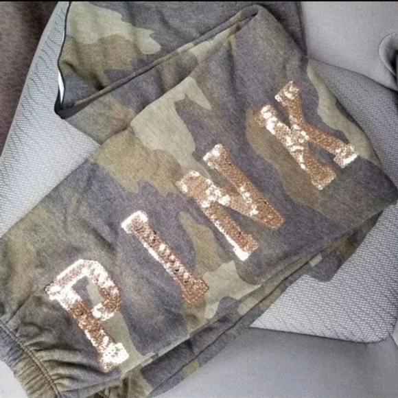 Victoria’s Secret PINK Bling Pants Camo Green NWT - Picture 6 of 7